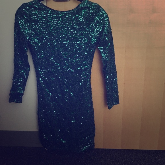 Green 3/4 sleeve sequined dress from H & M