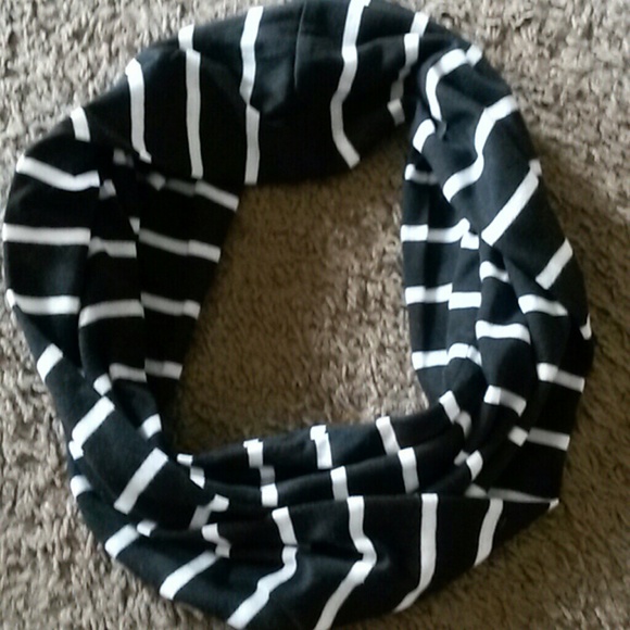 Black and White Striped Infinity Scarf