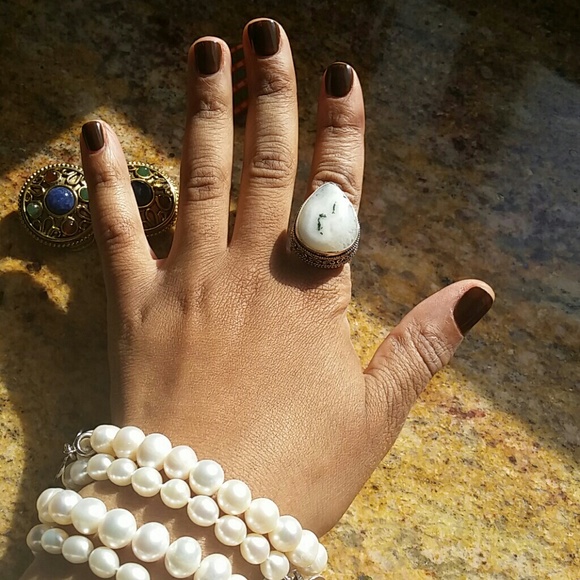 Solar quartz drop ring size 7.5 - Picture 1 of 4