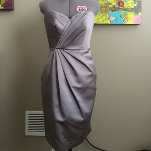 David's Bridal Metallic grey strapless dress