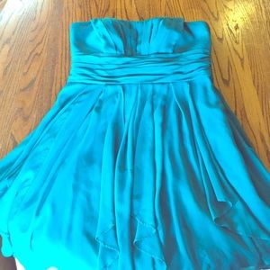 Teal David's Bridal bridesmaid's dress
