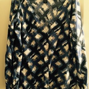 Lane Bryant Blue, Black and White Cardigan