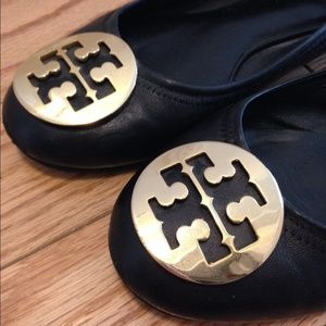 Tory Burch Black/Gold Reva Ballet Flats