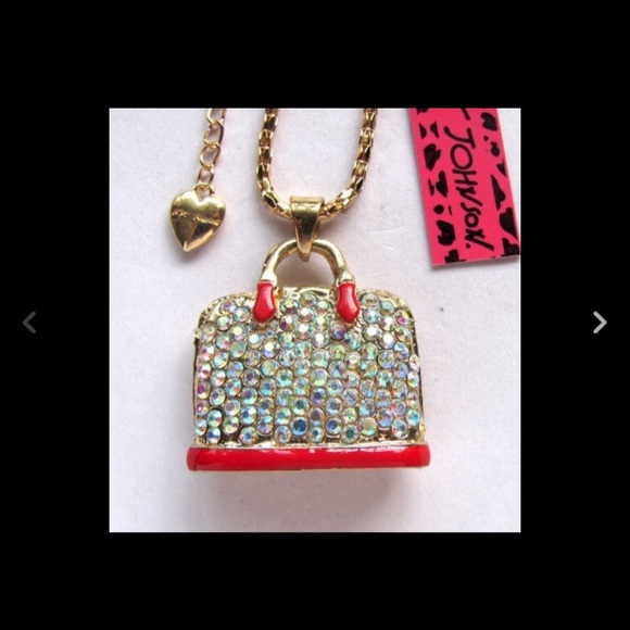 Gina's Closet Shiny crystal Red handbag Necklace - Picture 1 of 4