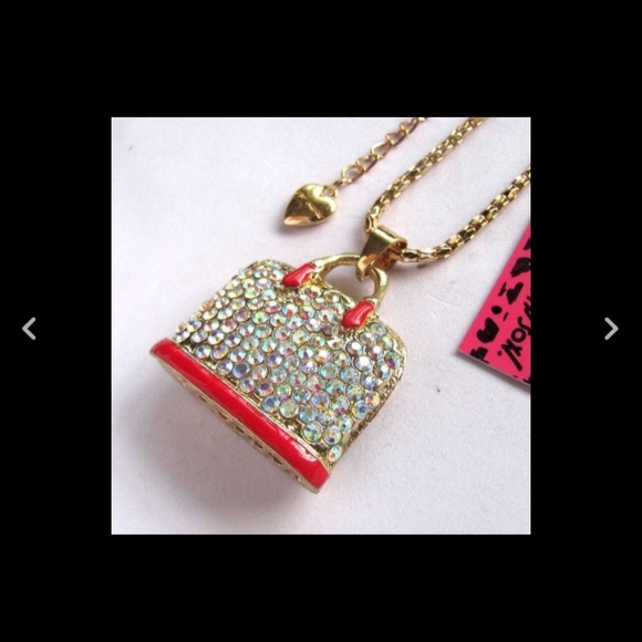 Gina's Closet Shiny crystal Red handbag Necklace - Picture 2 of 4