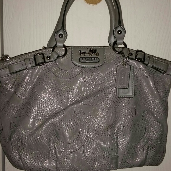 Coach purse grey metallic 100% authentic