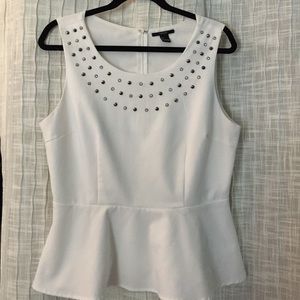 White peplum shirt with rhinestones