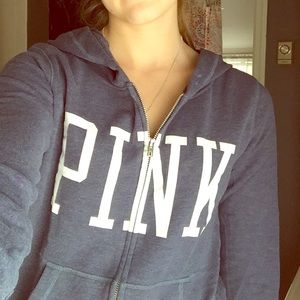 blue/gray victorias secret zip up