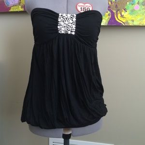 Black tube top with bubble waist
