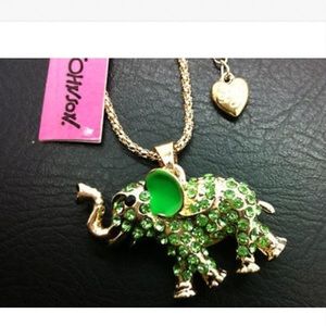 BJ Bling Crystal Enamel Elephant Pendant Necklace