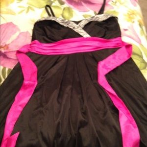 Satin dress with zebra detail