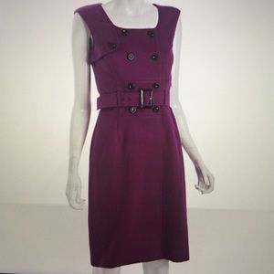 Tahari ASL Fuchsia Double Breasted Belted Dress