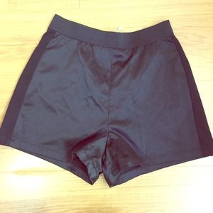 Black faux leather high wasted shorts