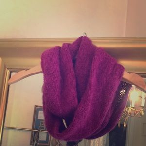Purple knit cowl neck infinity scarf