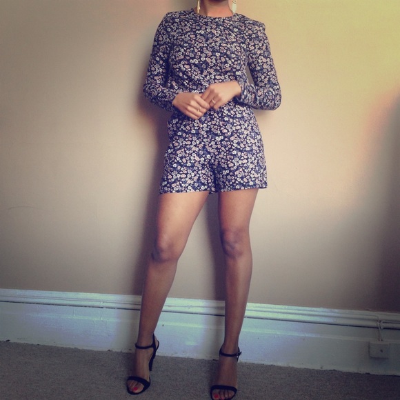 Long sleeved floral romper