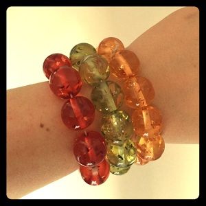 Triple colorful bracelet bundle green orange red!