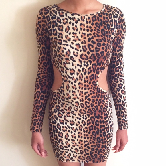Cheetah print party dress w/ cutouts