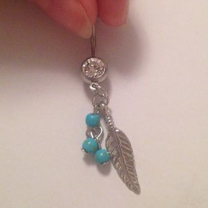 Brand new Bohemian Belly Ring Feather Turquoise