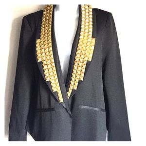 Tobi black blazer with gold studded details