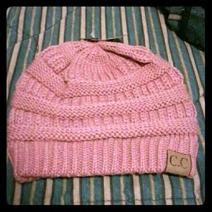 Rose colored beanie