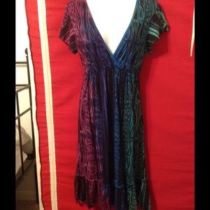 Luck Brand Tie Dye Split Sleeve Dress Empire SM S