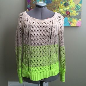 Ombré khaki to lime green colored knit sweater
