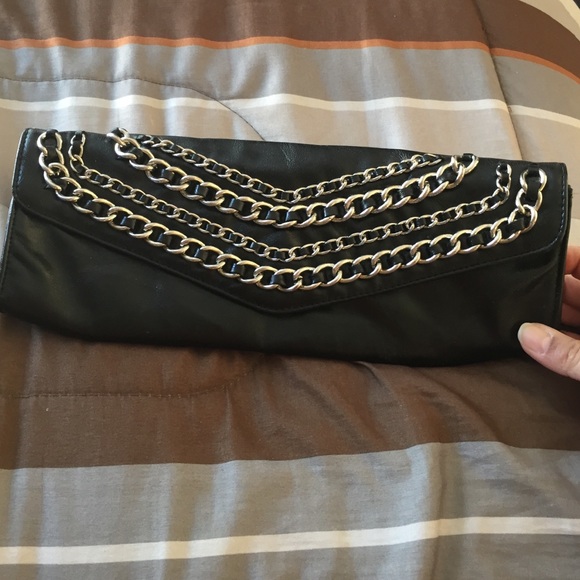 Black Leather Clutch chains