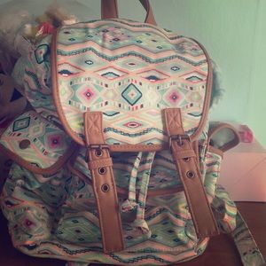 Mint green tribal print backpack
