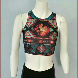 Multi Color Tribal Print Crop Top