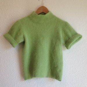 💚 90s vintage lime green fuzzy mohair t shirt top