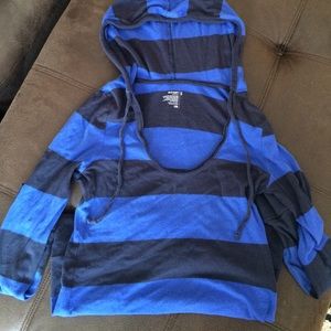 Blue hooded shirt