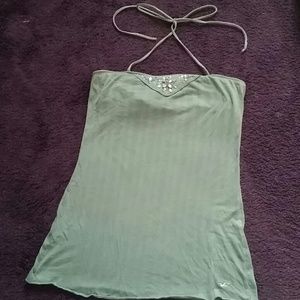 Hollister light Green top with Beading Size M