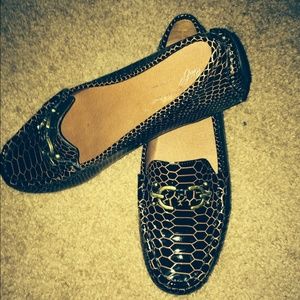 Flats embossed leather brown new sz 9