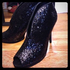 Nina black open toe booties