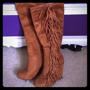 Cute fringed suede heels