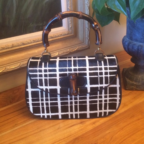 Vintage Gucci bamboo calf hair handbag
