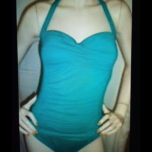 LA BLANCA ONE PIECE SWIM SUIT TEAL SIZE 6