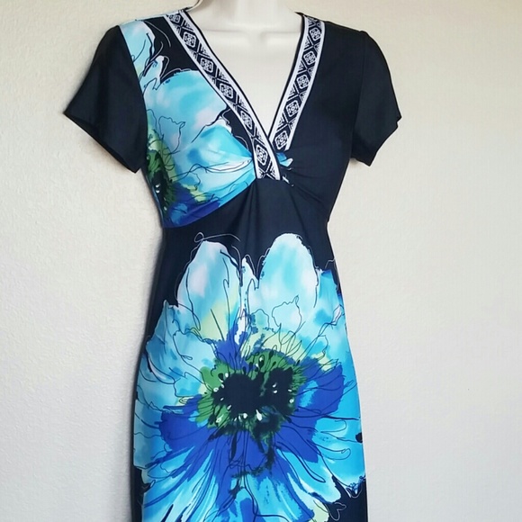 Adorable Blue Floral Spring Dress