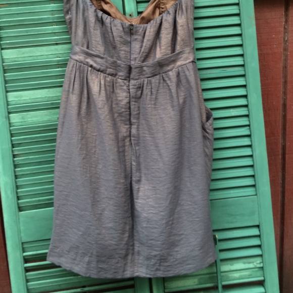 Lush Metallic Strapless Dress With Pockets - Picture 3 of 5