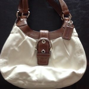 Coach white leather purse