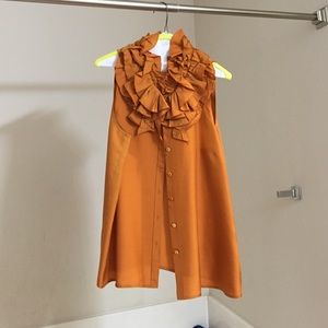 J Crew sleeveless blouse with ruffle neck