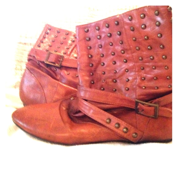 Brown studded booties
