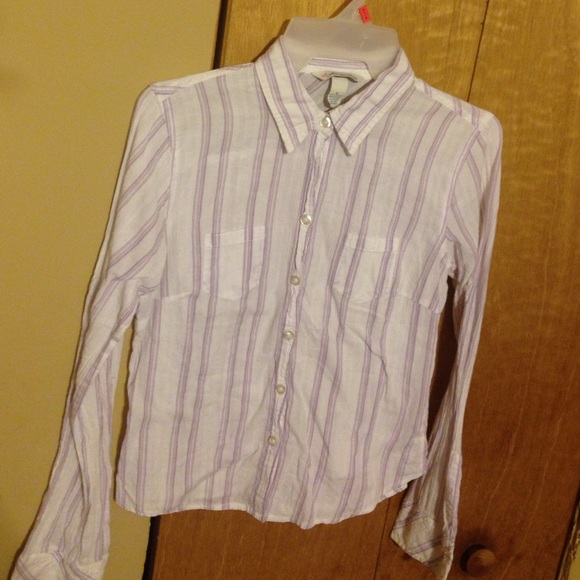 Purple and white pinstripe shirt