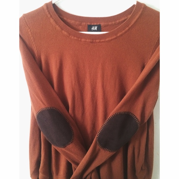 H&M Brown/Rust elbow patched sweater