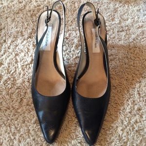 Calvin Klein, navy blue, sling back pumps