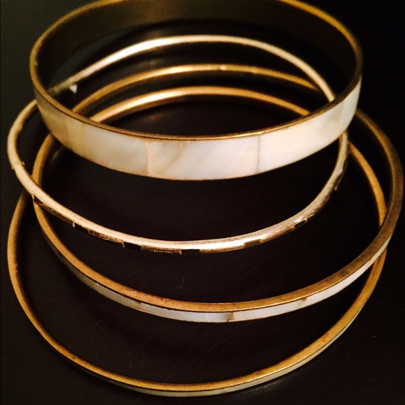 Mother of pearl and gold bangles