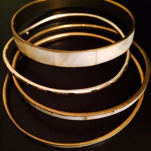 Mother of pearl and gold bangles