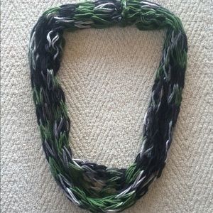 Green,black,and white homemade Infinity scarf