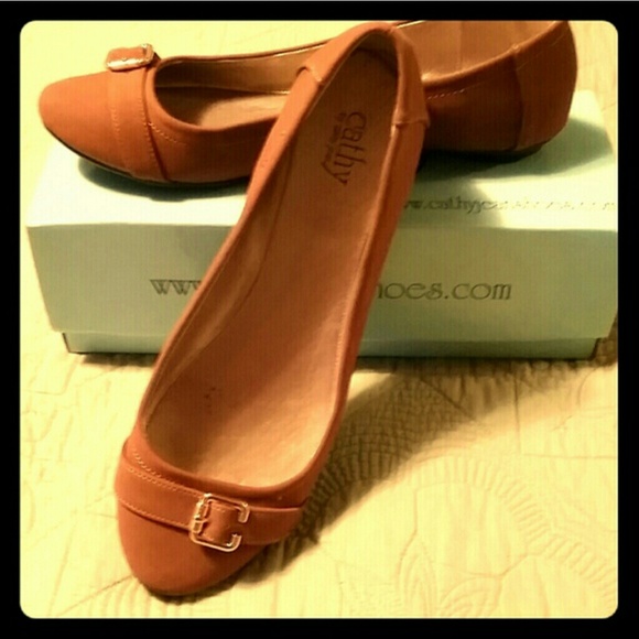 Camel color faux suede flats