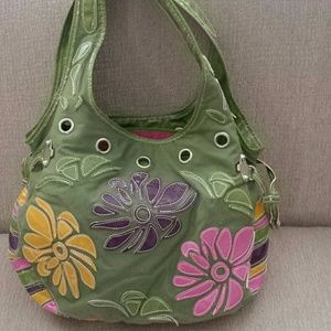 Green flowered purse